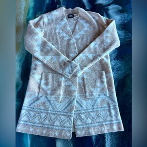 NEW NO TAGS FRYE Open Front Long, Western, Cozy Cardigan Size Small